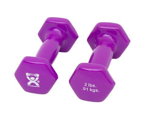 CanDo Vinyl Coated Dumbbell, Violet (2 lb), Pair