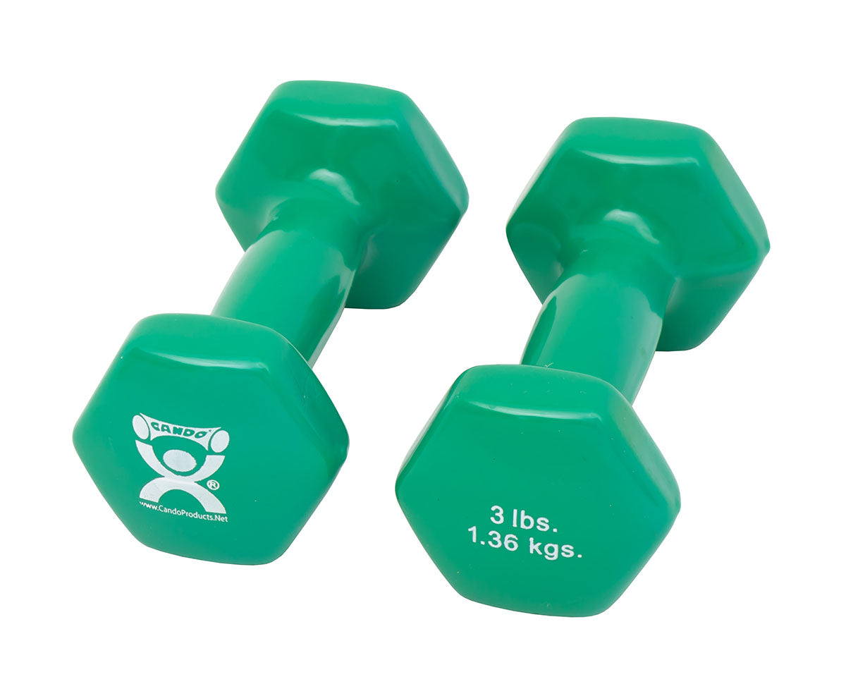 CanDo Vinyl Coated Dumbbell, Green (3 lb), Pair