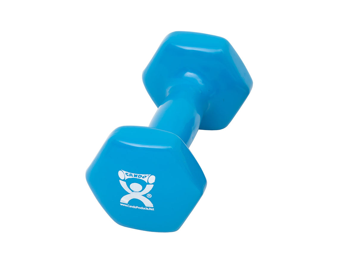 CanDo vinyl coated dumbbell - 4 lb - Light Blue, each