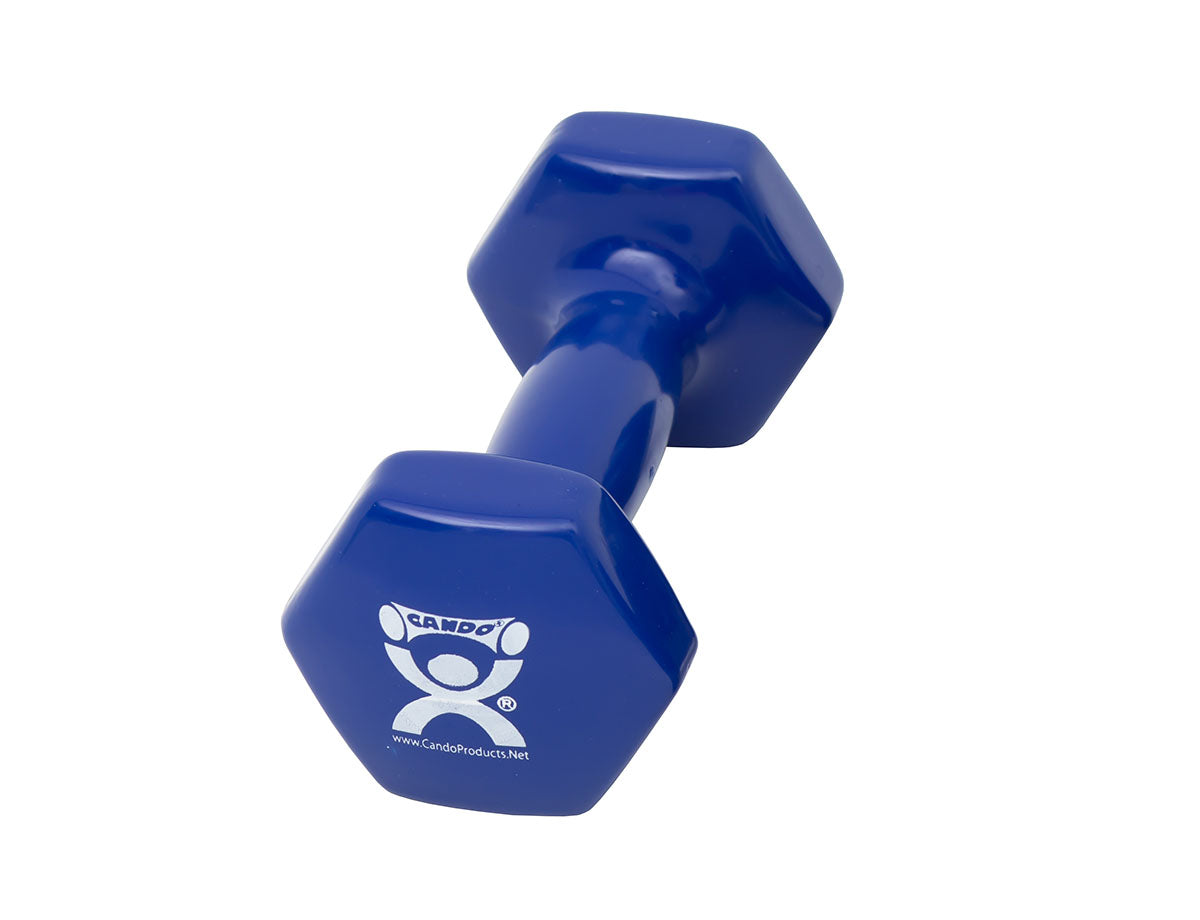 CanDo vinyl coated dumbbell - 5 lb - Blue, each