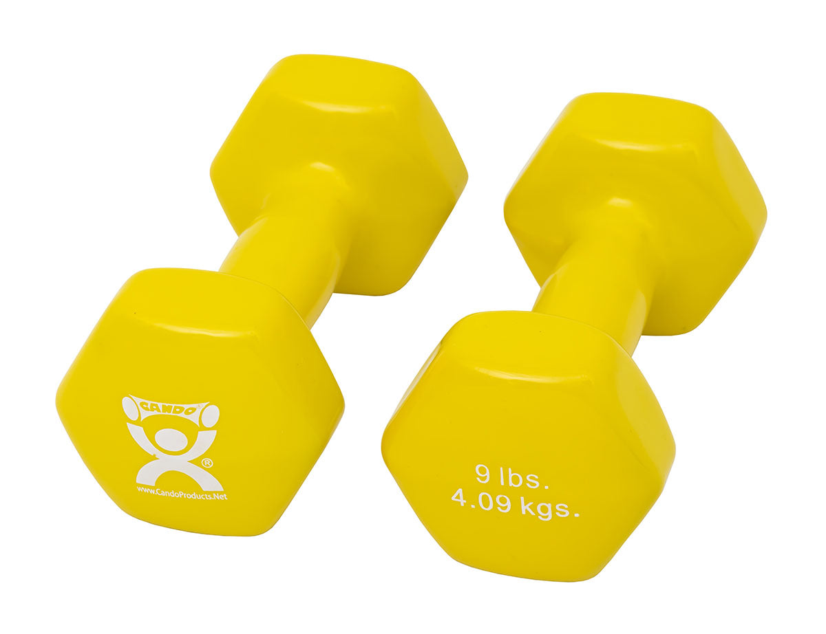 CanDo Vinyl Coated Dumbbell, Yellow (9 lb), Pair