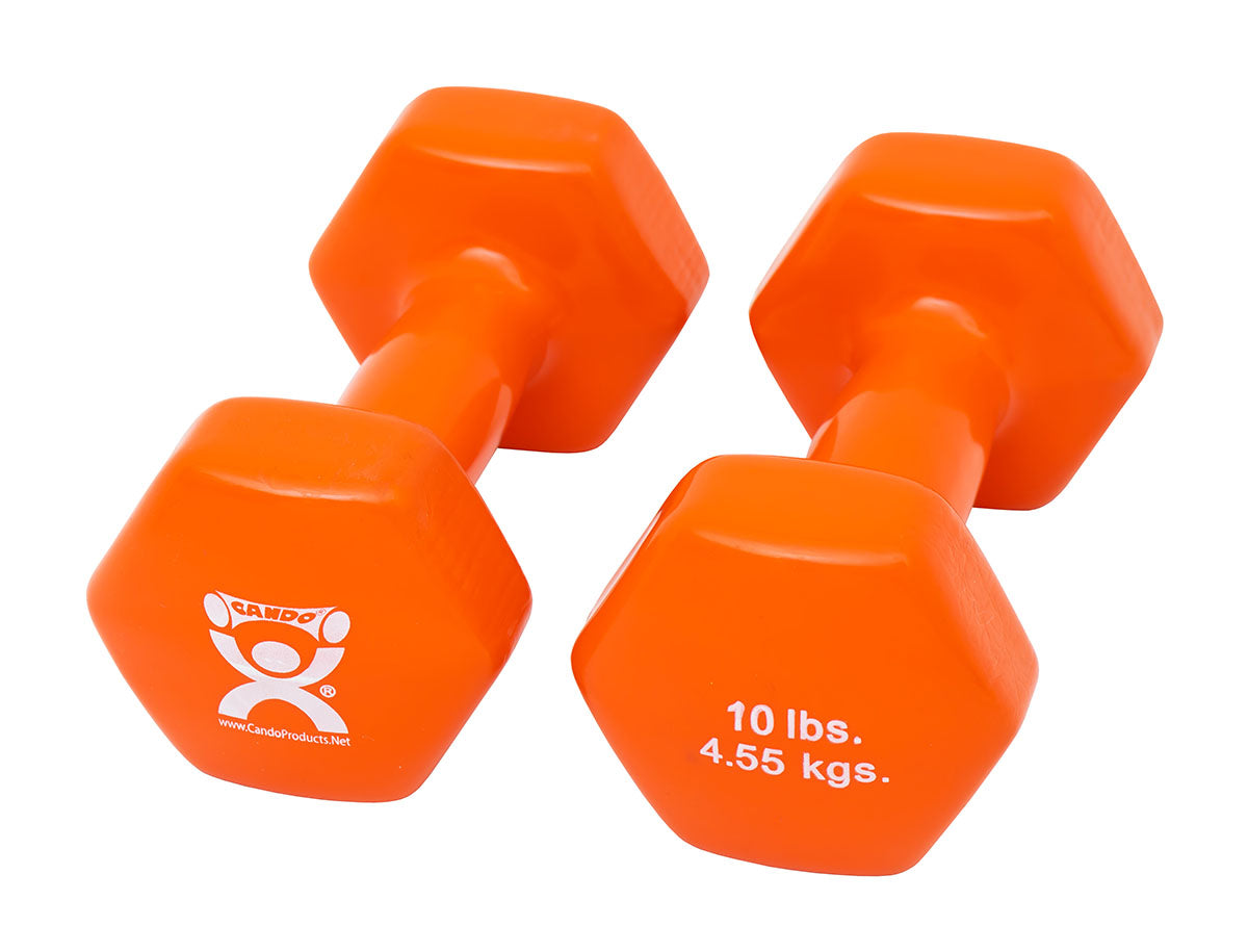 CanDo Vinyl Coated Dumbbell, Orange (10 lb), Pair