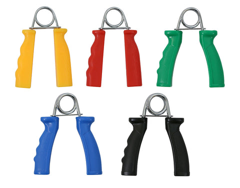 CanDo Ergonomic Hand Grip, Pair - 5 pair set (yellow, red, green, blue, black)