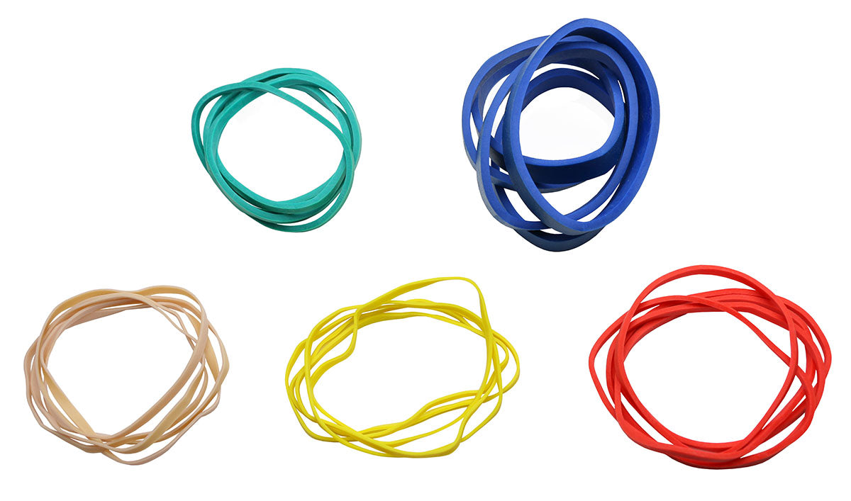 CanDo Hand Exerciser - Additional Latex Bands - 25 bands (5 each: tan, yellow, red, green, blue)