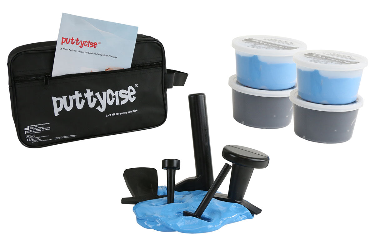 Puttycise 5-piece tool set w/carry bag, manual, 2 x 1 lb blue and 2 x 1 lb black putty