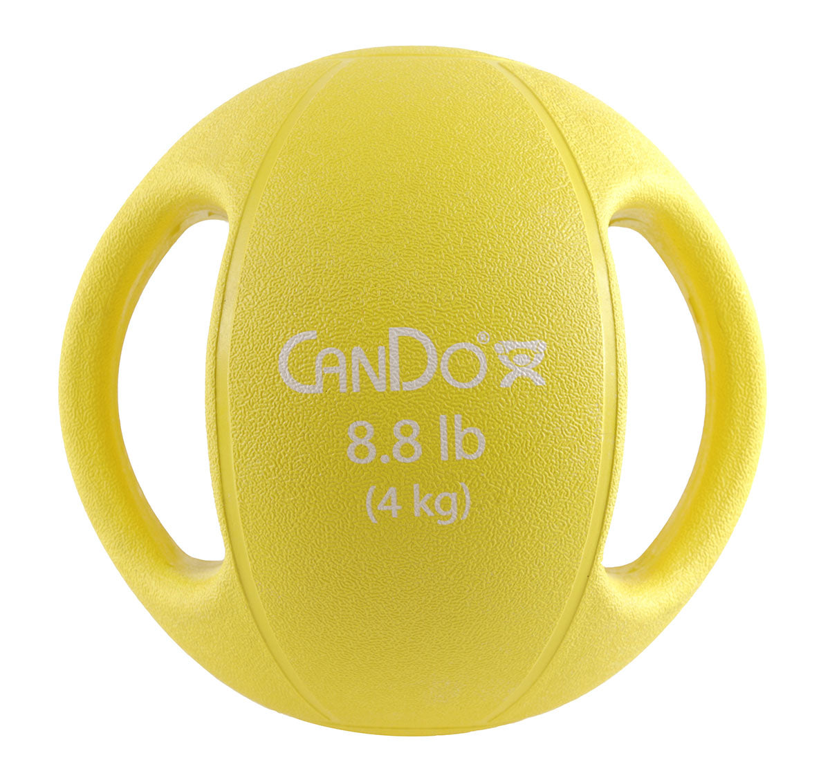 CanDo, Molded Dual Handle Medicine Ball, Yellow, 8.8 lb. (4 kg)