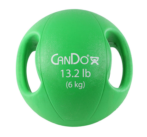 CanDo, Molded Dual Handle Medicine Ball, Green, 13.2 lb. (6 kg)