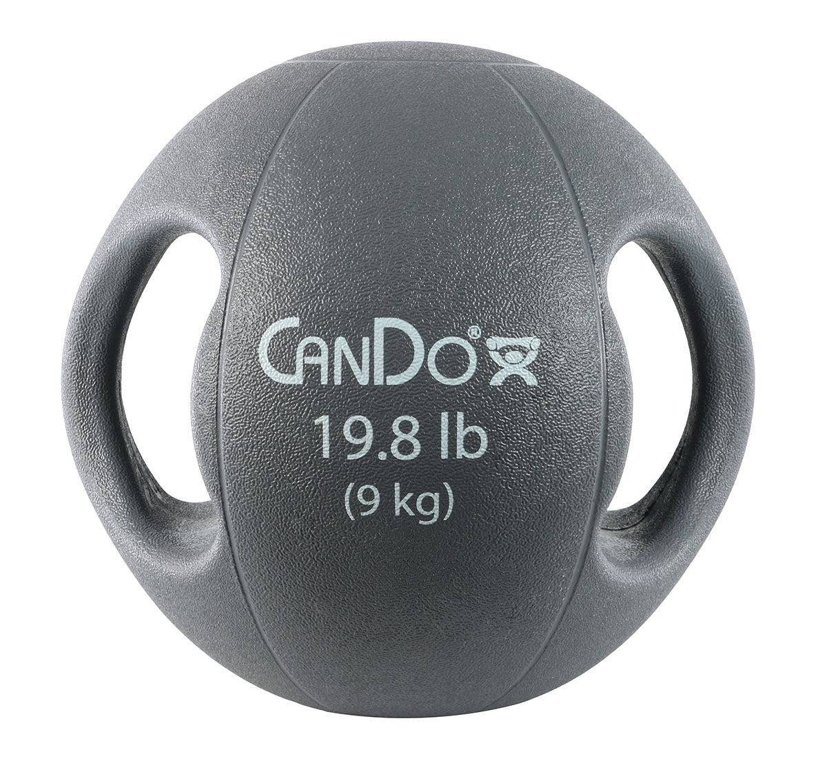 CanDo, Molded Dual Handle Medicine Ball, Silver, 19.8 lb. (9 kg)