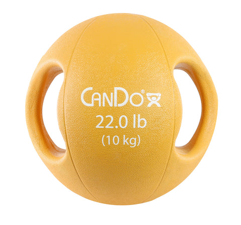 CanDo, Molded Dual Handle Medicine Ball, Gold, 22 lb. (10 kg)