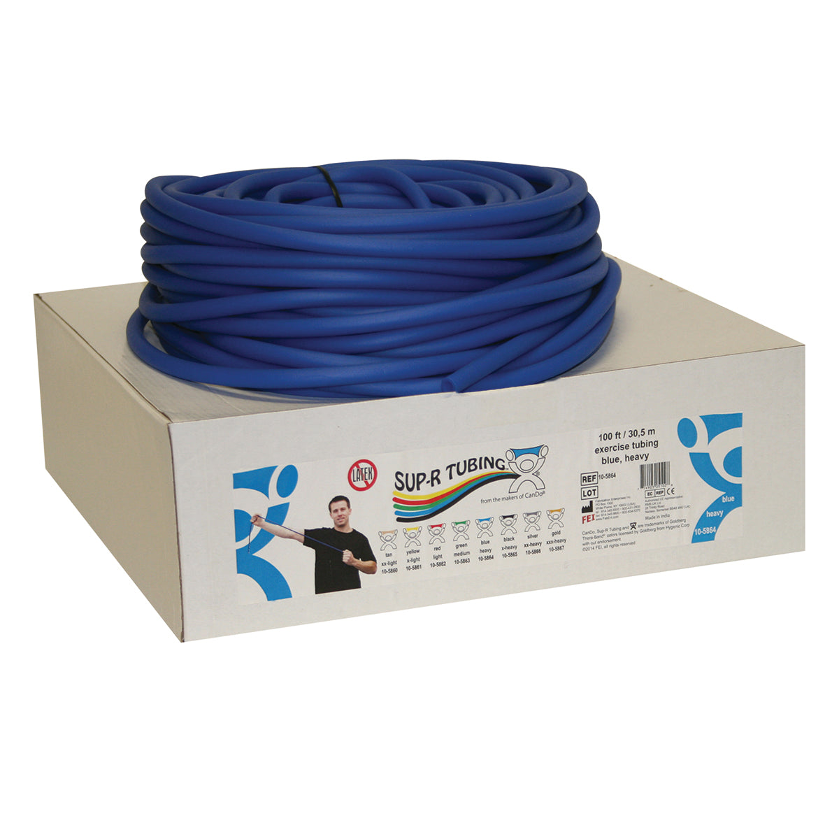 Sup-R Tubing - Latex Free Exercise Tubing - 100' dispenser roll - Blue - heavy