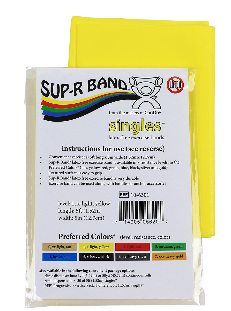  Sup-R Band Latex Free Exercise Band - 5-foot Singles, Yellow - x-light 