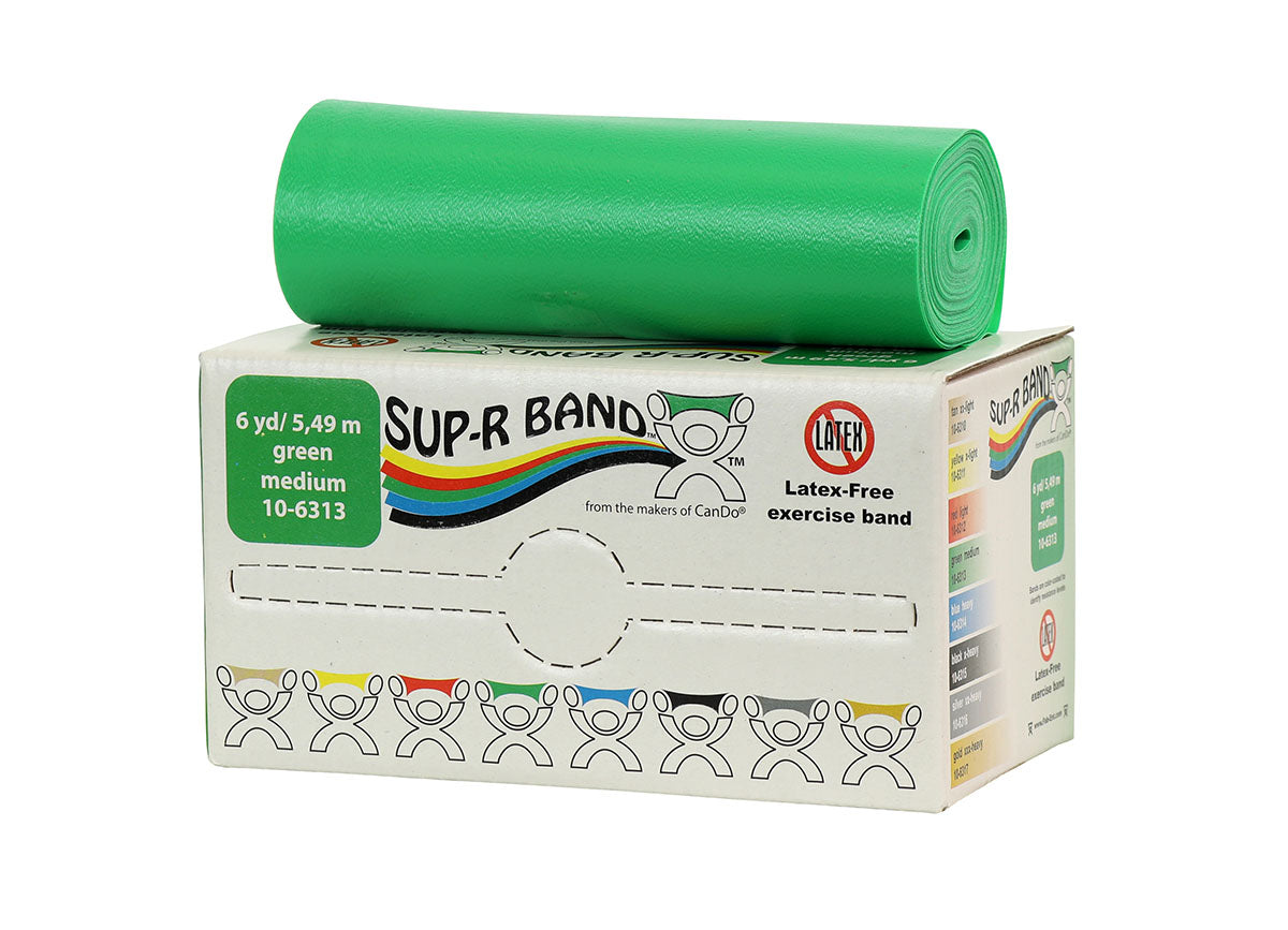 Sup-R Band Latex Free Exercise Band - 6 yard roll - Green - medium