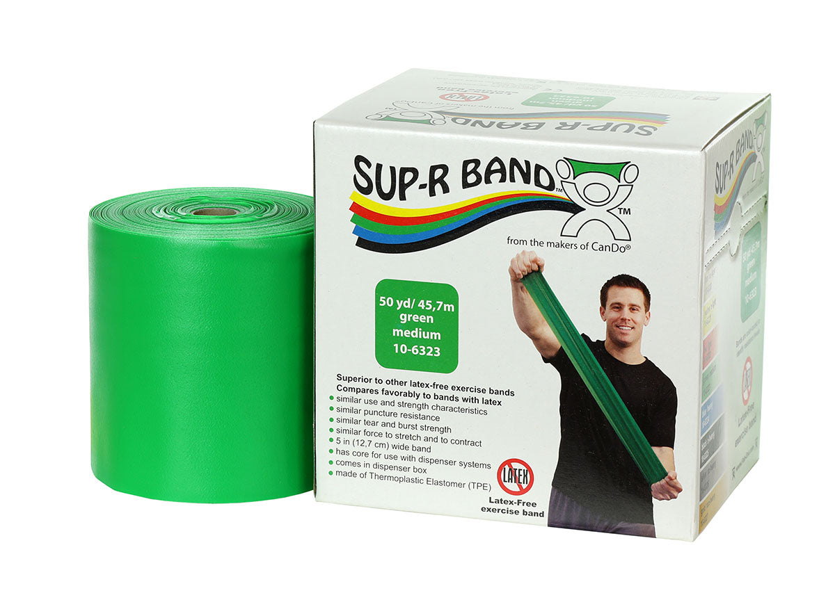 Sup-R Band Latex Free Exercise Band - 50 yard roll - Green - medium