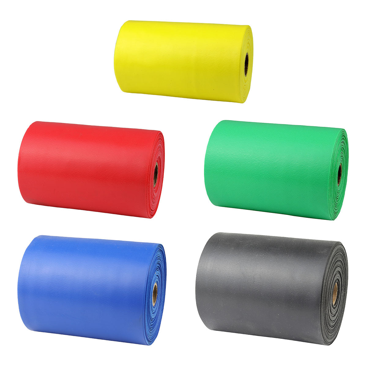 Sup-R Band Latex Free Exercise Band - 25 yard roll - 5-piece set (1 each: yellow, red, green, blue, black)