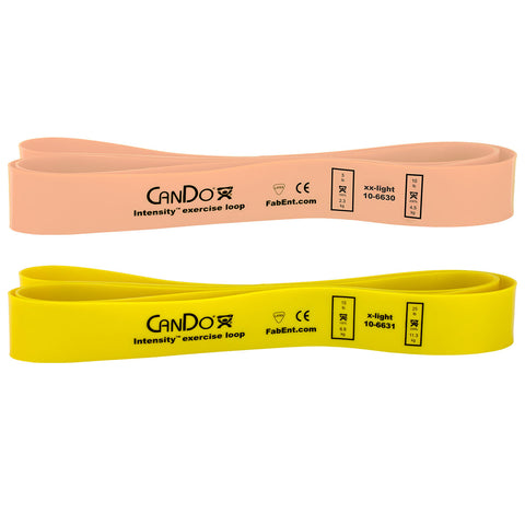 CanDo Intensity Loop, Set of 2: Tan (XX-Light), 5 - 10 lb and Yellow (X-Light), 15 - 25 lb