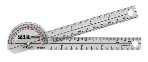 Baseline Plastic Goniometer - Pocket Style - HiRes 180 Degree Head - 6 inch Arms