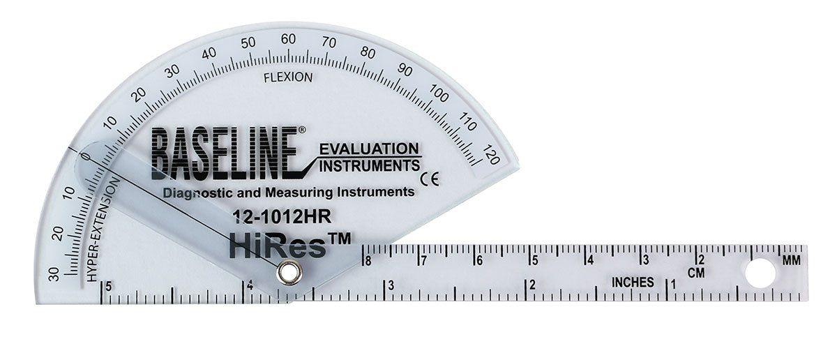 Baseline Plastic Goniometer - Finger - HiRes Flexion to Hyper-Extension, 25-pack 