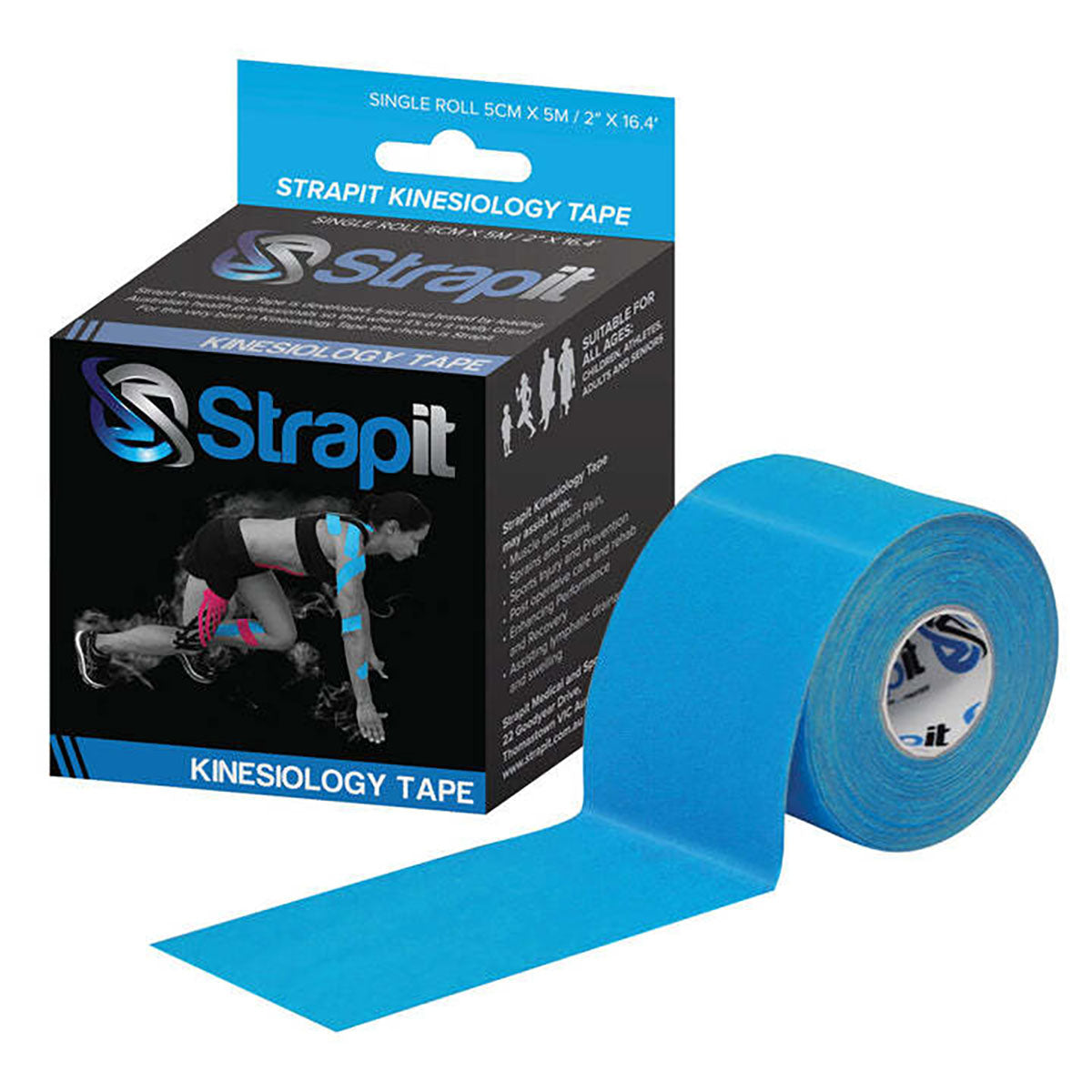 Strapit Kinesiology Tape, 2 in x 5.5 yds, Blue