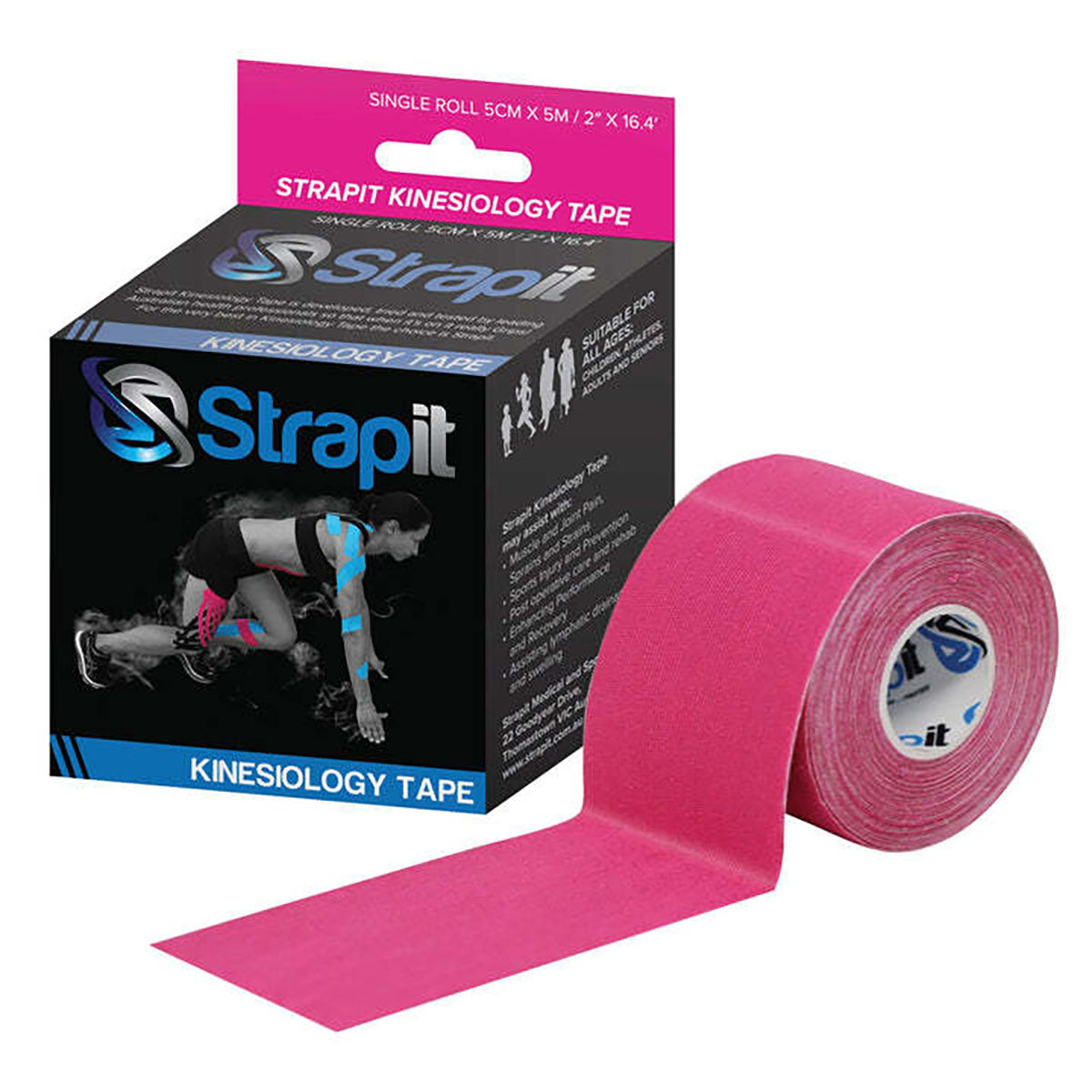 Strapit Kinesiology Tape, 2 in x 5.5 yds, Pink