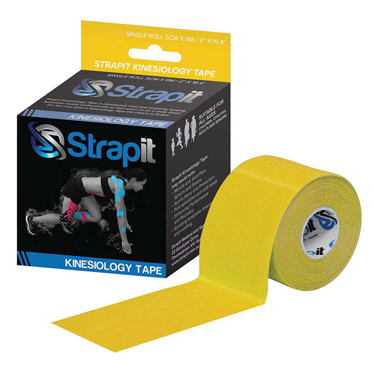 Strapit Kinesiology Tape, 2 in x 5.5 yds, Yellow