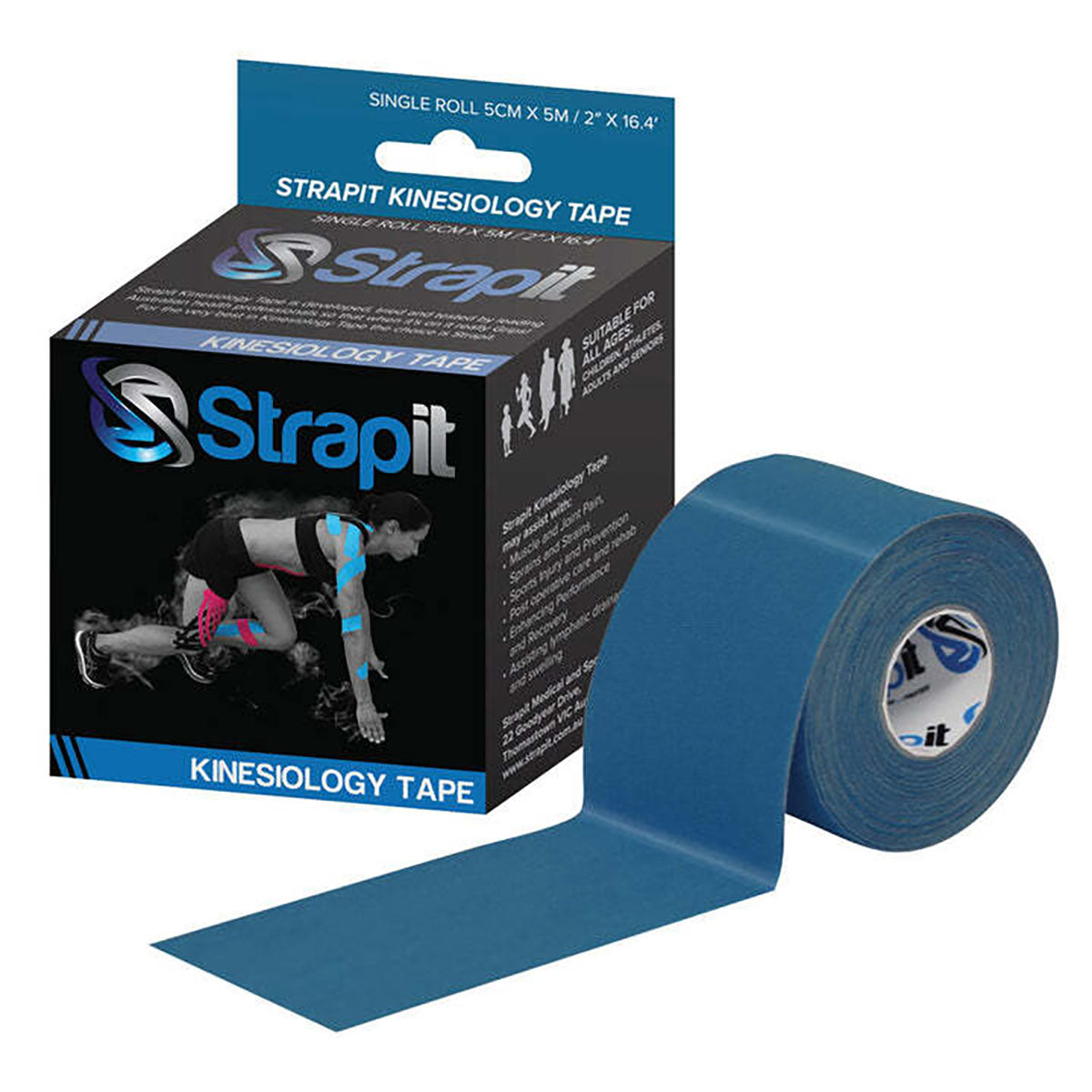 Strapit Kinesiology Tape, 2 in x 5.5 yds, Royal Blue