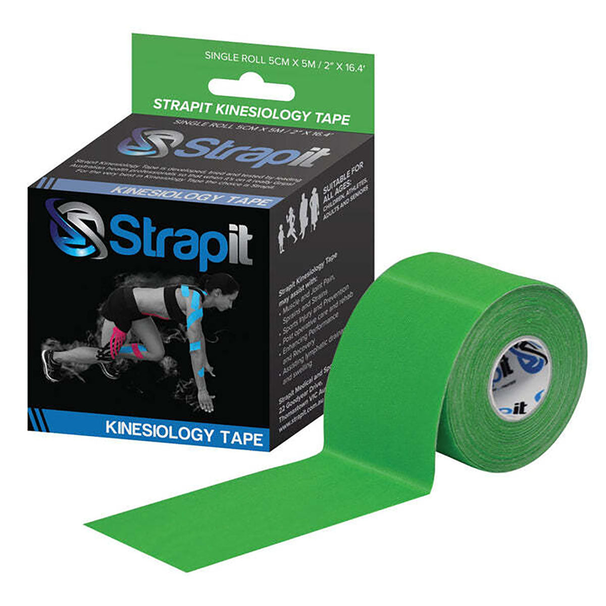 Strapit Kinesiology Tape, 2 in x 5.5 yds, Green