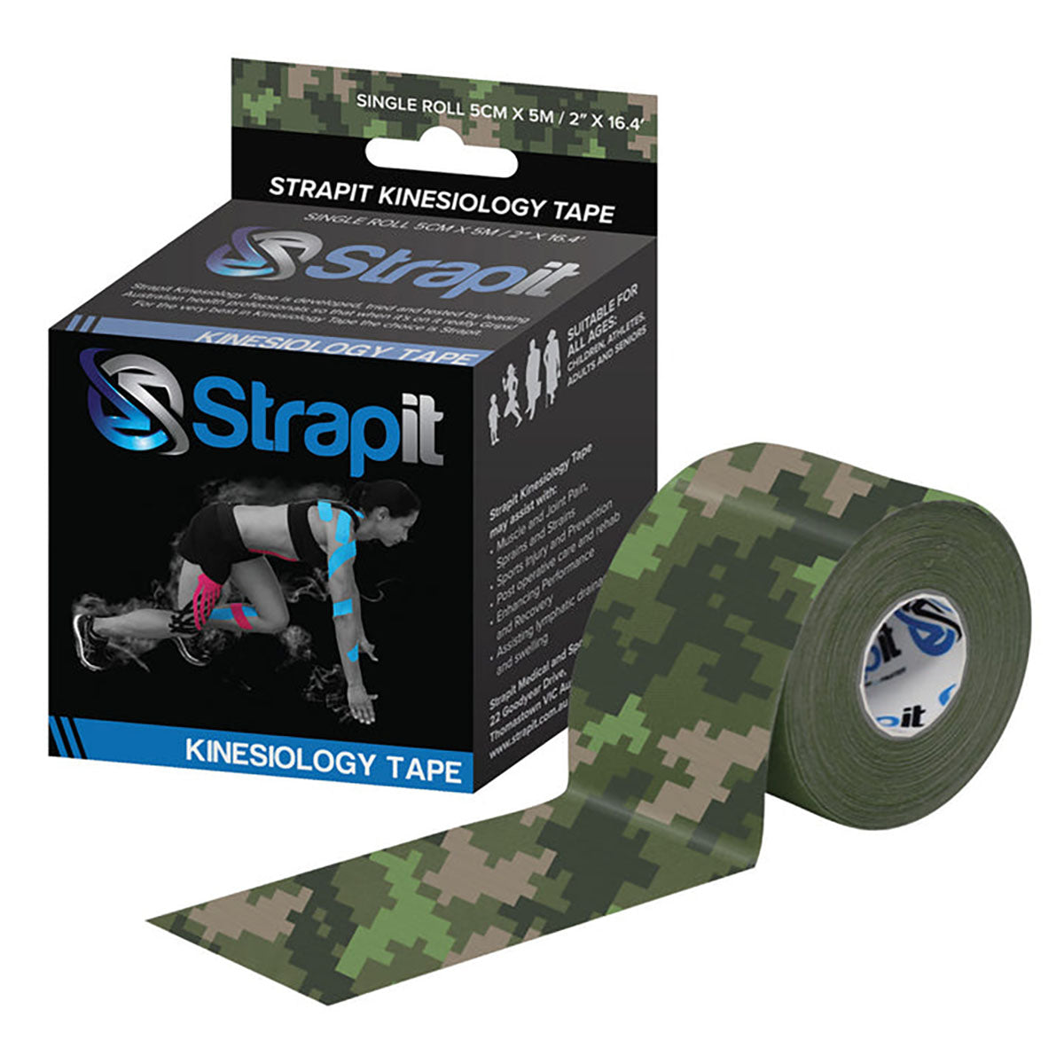 Strapit Kinesiology Tape, 2 in x 5.5 yds, Camo