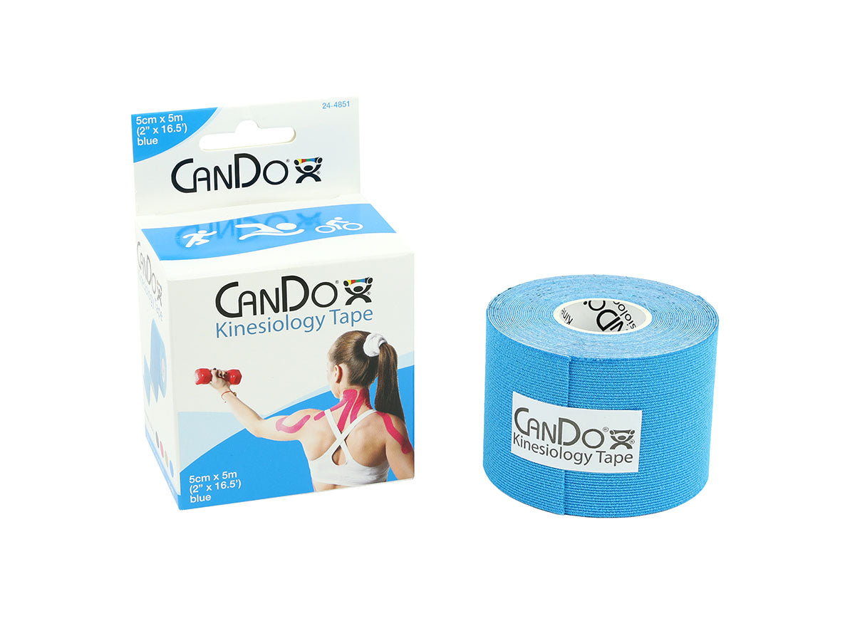 CanDo Kinesiology Tape, 2" x 16.5 ft, Blue, 10 Rolls