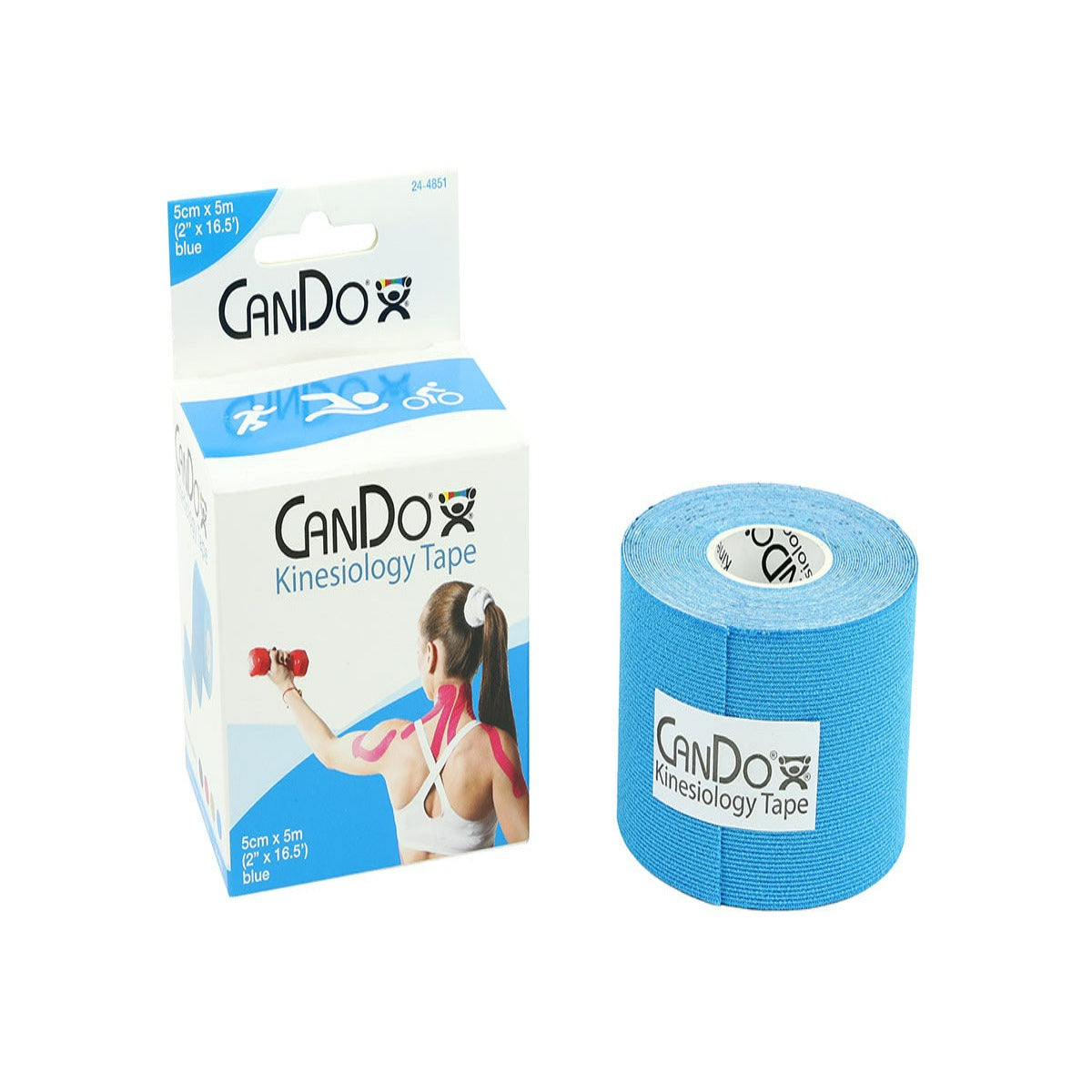 CanDo Kinesiology Tape, 2" x 16.5 ft, Blue, 1 Roll