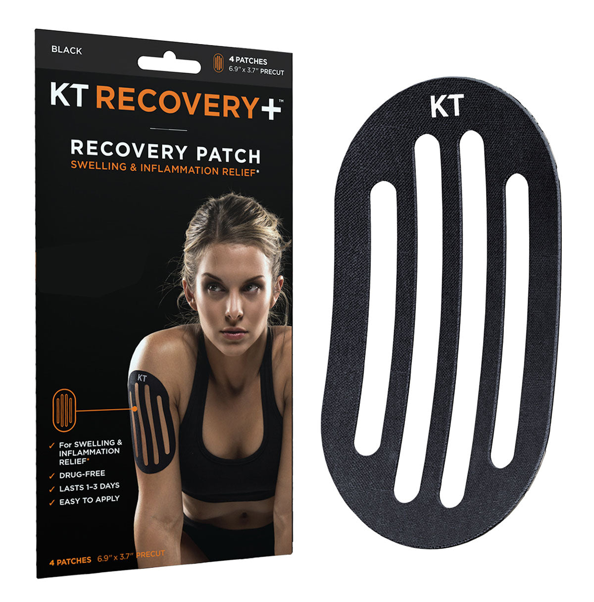 KT TAPE, Recovery Patch (4 each), Black