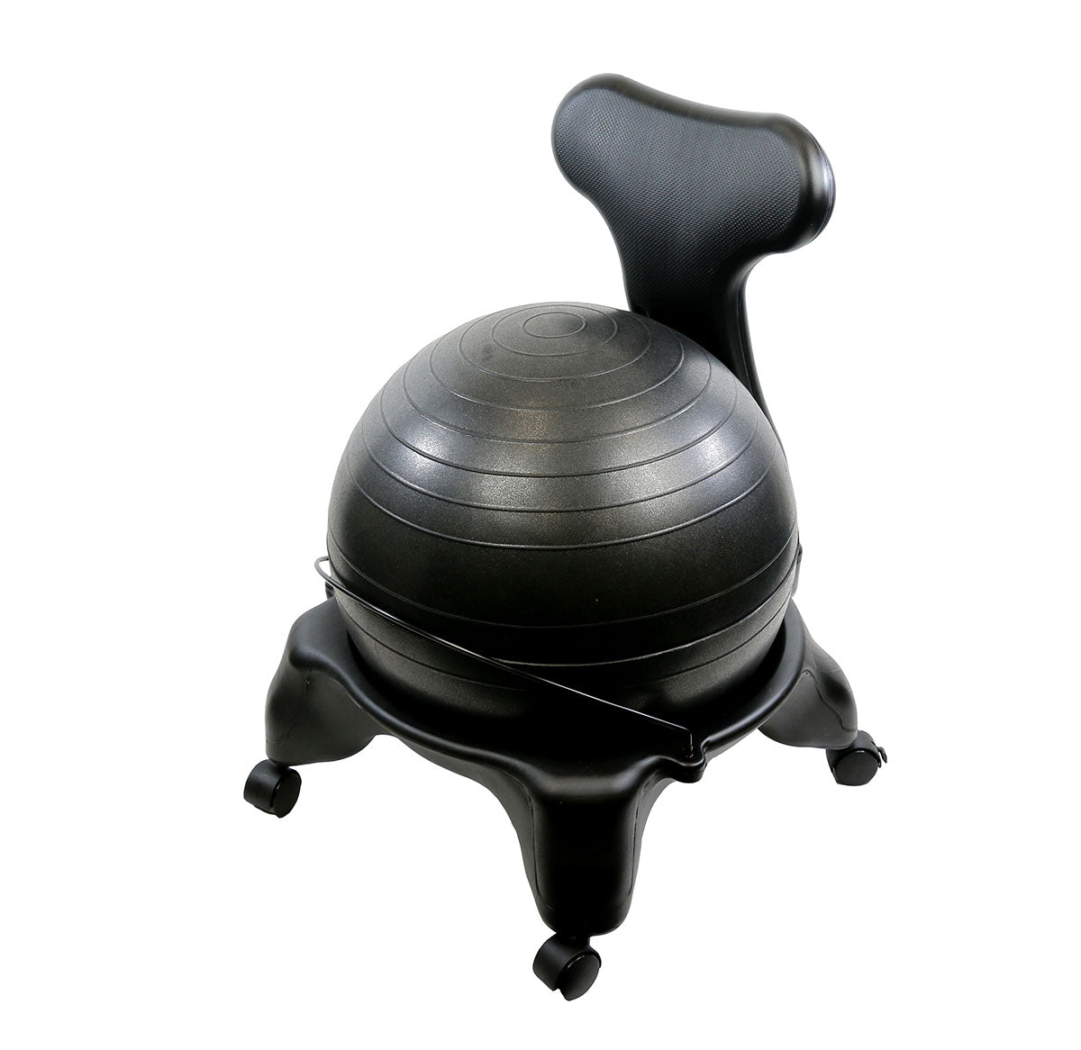 CanDo Ball Chair - Plastic - Mobile - with Back - Adult Size - with 22" Black Ball