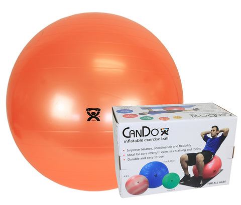 CanDo Inflatable Exercise Ball - Orange - 22" (55 cm), Retail Box