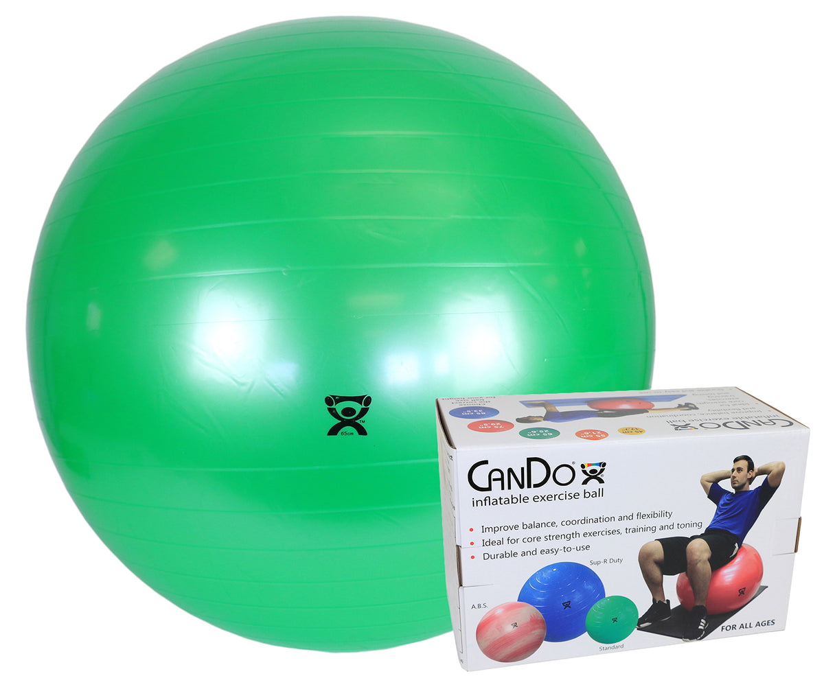 CanDo Inflatable Exercise Ball - Green - 26" (65 cm), Retail Box