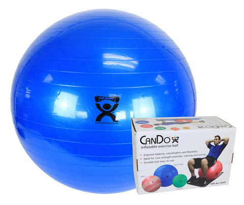 CanDo Inflatable Exercise Ball - Blue - 34" (85 cm), Retail Box