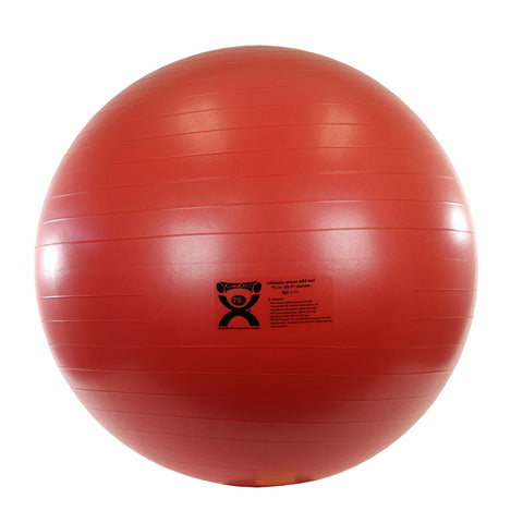 CanDo Inflatable Exercise Ball - ABS Extra Thick - Red - 30" (75 cm)