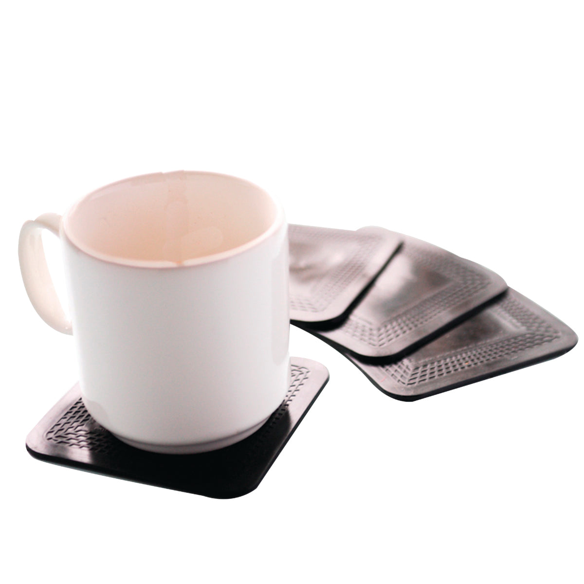 Dycem non-slip square coasters, set of 4, black