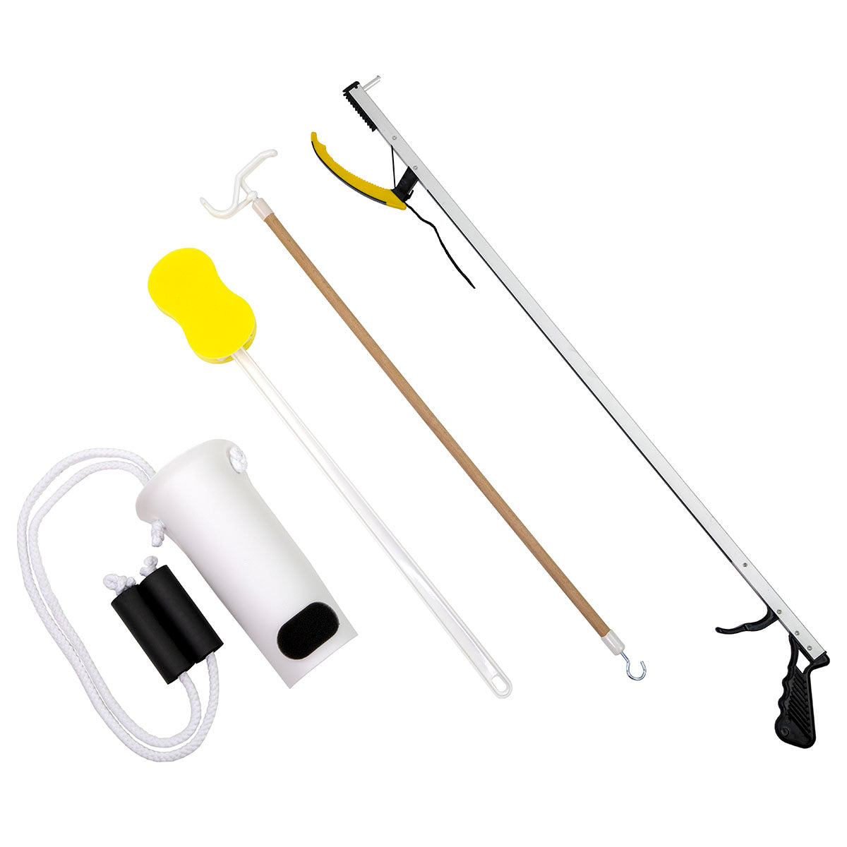 FabLife Hip Kit: 32" reacher, contoured sponge, formed sock aid, 24" dressing stick